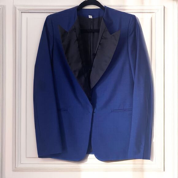 ACNE STUDIOS Cast Shark Wool Mohair Tuxedo Blazer Jacket in Blue Size 36/S - Picture 1 of 15